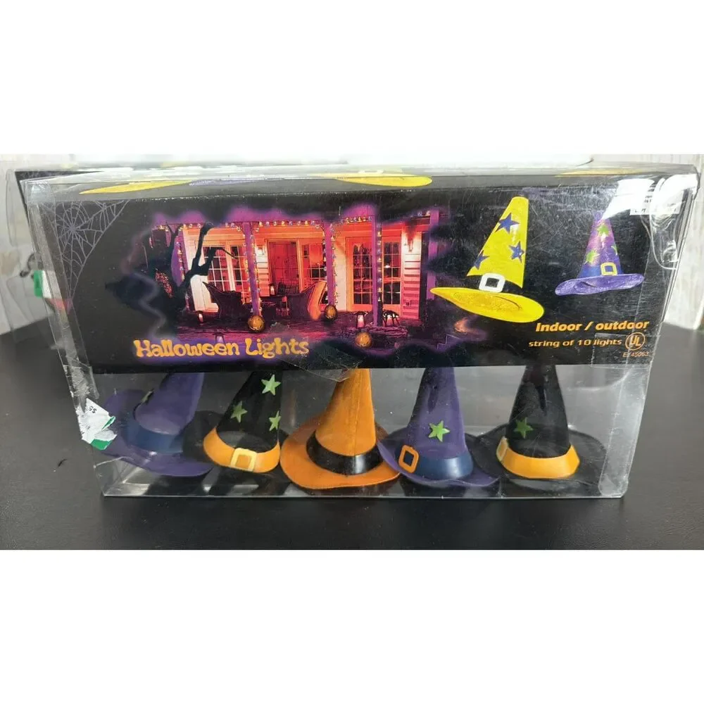 New  Spooky  Halloween Hat String Lights Indoor 2007 one box open just to plug
